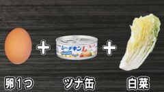 YouTubeチャンネル『あさごはんチャンネル』の白菜やツナ缶の写真